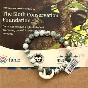 Fahlo The Wander Bracelet Rainforest Green bead - sloth
